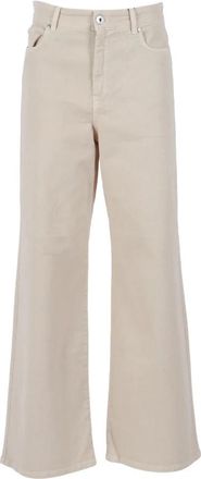 Max Mara Pantalone lungo Medina - Dames - Wijde Broeken - Beige - M - Broeken