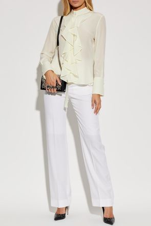 Alexander McQueen Wool Trousers With Crease, Womens, Cream