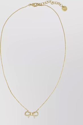 Ferragamo chain necklace adjustable length bow pendant stones