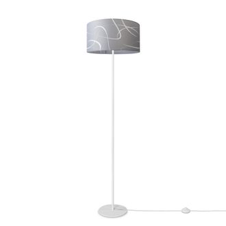 Paco Home Paco Home L&aacute;mpara Pie Sal&oacute;n Pantalla Tela L&aacute;mpara Pie Lectura Abstracta Vintage Dise&ntilde;o 4 (&oslash;38 Cm), L&aacute;mpara De Pie De Una Pata - Blanco