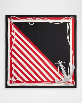 Ralph Lauren Collection Anchor Stripe Silk Scarf