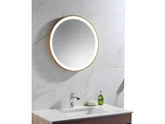 Vente-Unique Round Illuminated Gold Bathroom Mirror With Leds - D. 60 Cm - NUMEA