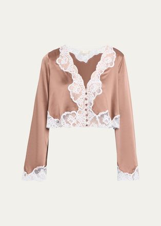 LoveShackFancy Elarine Lace-Trim Cropped Top