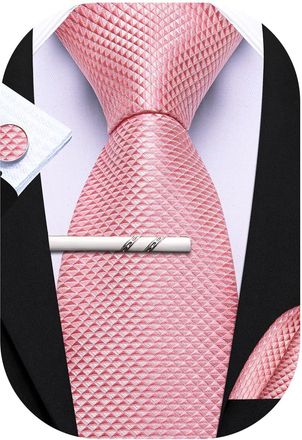 Barry.Wang Mens Ties Set Solid Color Silk 3.3 Tie Pocket Square Cufflinks Clip Set Business Wedding Party Necktie for Men