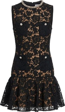 Self Portrait BLACK LACE CRYSTAL MINI DRESS - Self-portrait - Woman