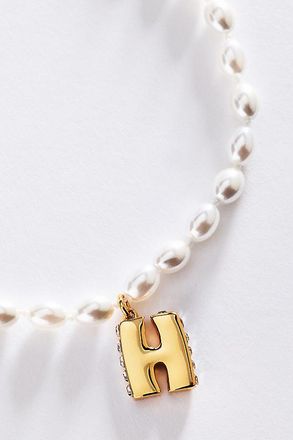 Anthropologie Pearl Initial Necklace