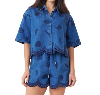 Habitual Seashell Short Sleeve Shirt In Blue