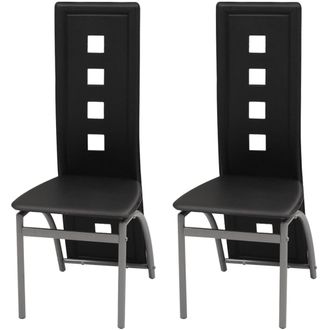 vidaXL Sillas De Comedor 2 Unidades Cuero Sint&eacute;tico Negro Vidaxl