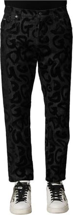 Dolce & Gabbana Grijze Katoenen DG Logo Straight Denim Jeans - Heren - Regular Fit Jeans - Grijs - S - Katoen - Jeans