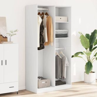 Berkfield Home Wardrobe White 100x50x200 cm Engineered Wood | Size: 100 x 50 x 200 cm