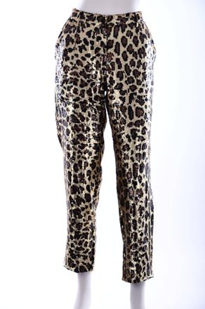 Dolce & Gabbana Damesbroek met hoge taille, bruin luipaard en pailletten