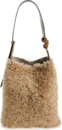 Anya Hindmarch Ringo Genuine Shearling North/South Shoulder Bag in Taupe at Nordstrom