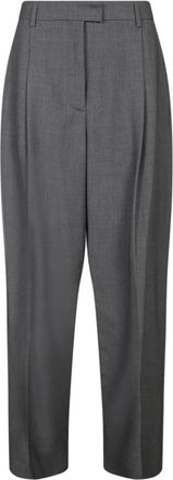 Blanca Vita Geplooide Broek - Dames - Broeken - Grijs - M - Leer - Broeken