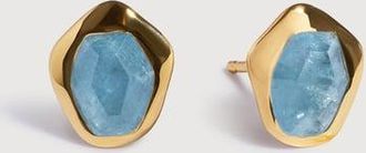 Monica Vinader Gold Odyssey Gemstone Stud Earrings Aquamarine
