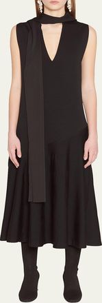 Jil Sander Draped Scarf Midi Dress