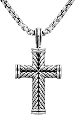 David Yurman Pendente a croce chevron in argento sterling