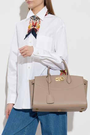 Ferragamo Studio Soft Large Bag, Womens, Beige