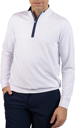 Tailorbyrd Micro Grid Quarter Zip Performance Pullover in White at Nordstrom Rack, Size Xx-Large