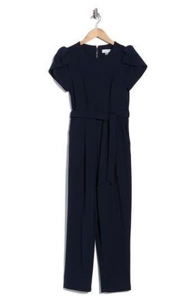 Calvin Klein Tulip Sleeve Belted Jumpsuit in Indigo at Nordstrom Rack, Size 14