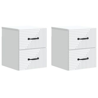 vidaXL Mesita De Noche De Pared Con Caj&oacute;n 2 Pcs 34,5 X 33 X 40 Cm Vidaxl