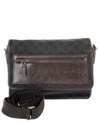 Gucci Brown Gg Canvas & Leather Messenger Bag (Authentic Pre-Loved)