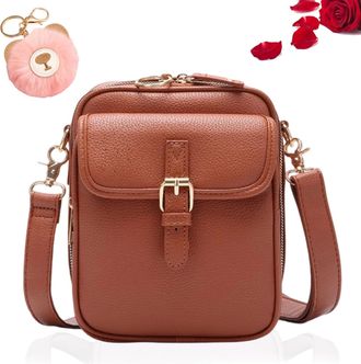 Generic Crossbody Bag, Small Messenger Crossbody Bags Vintage Built in Wallet Shoulder Purse with Card Slots (Brown)