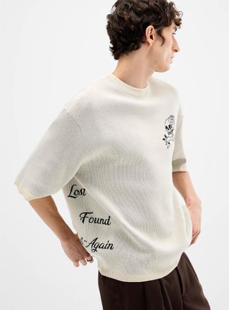 Djab Mens Gothic jacquard short-sleeve sweater