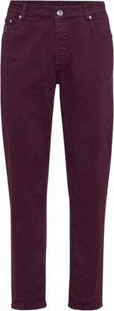 Brunello Cucinelli Bordeaux Katoenen Broek - Heren - Slim Fit Jeans - Rood - 3XL - Katoen - Jeans