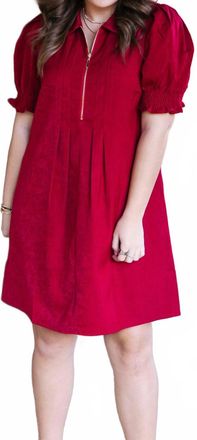 Jade Yoga Front Zip Darts Dress In Red