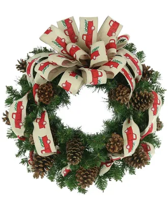 Creative Displays Inc. 26In Holiday Wreath With Pinecones And Red Truck Bow
