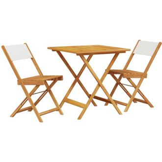 vidaXL Vidaxl - Juego De Bistro De 3 Piezas Tela Y Madera Maciza Blanco Crema