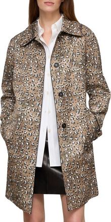 Lafayette 148 New York Leopard Print Cotton Blend Twill Coat in Brownstone Multi at Nordstrom, Size Medium