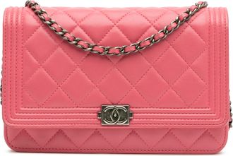 Chanel Pre-owned Womens Boy Flap Chain Bag - Light Pink Leather - One Size