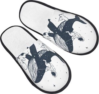 Generic Women Men Slippers Astronaut And Whale In The Clouds Bedroom Slipper Plush Fleece Lined House Shoes Deluxe Indoor Shoes For Spa Party Outdoor L