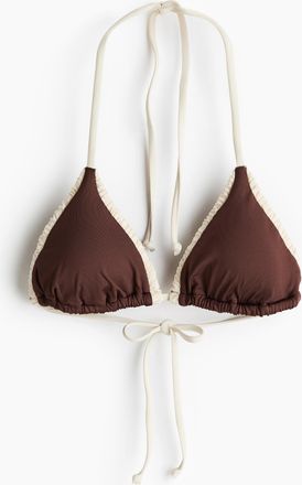 H&M Wattiertes Triangel-Bikinitop - Brown