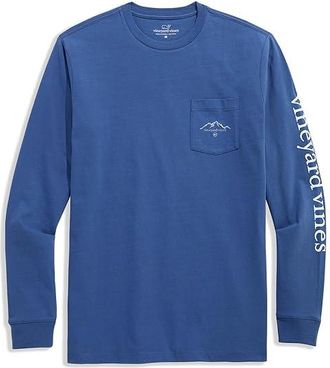 Vineyard Vines Winter Scene Logo Long Sleeve T-Shirts Mens T Shirt Moonshine : 2XL, Cotton