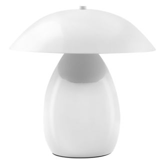 Beliani L&aacute;mpara De Mesa Moderna Con Pantalla De Hierro Una Luz 30 Cm Forma De Seta Blanco Sigi