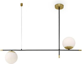 Maytoni Nostalgia Lámpara colgante Modern Nostalgia de 2 luces en oro mate con pantallas de cristal - Maytoni