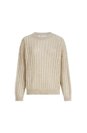 Brunello Cucinelli Dazzling Cable sweater in Beige at Nordstrom, Size Xx-Large Eu