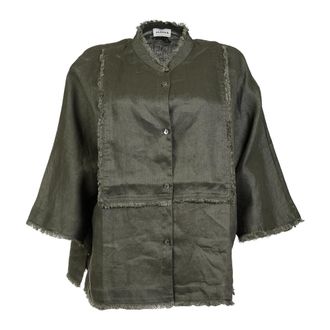 P.A.R.O.S.H. P.a.r.o.s.h., Dames, Blouses & Shirts, Groen, Maat: XS Linnen