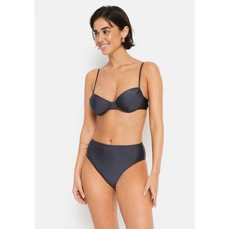 Lascana Womens Shimmer High Waisted Bikini Bottom in Dark Grey at Nordstrom, Size 10