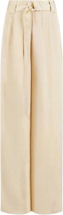 Zimmermann Wonderland Satin Broeken - Dames - Wijde Broeken - Beige - S - Leer - Broeken