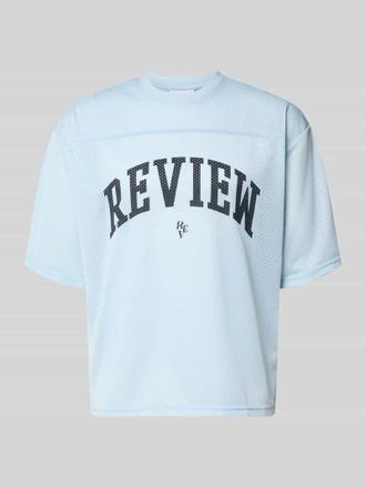 Review T-Shirt aus Mesh mit Logo-Print in Hellblau, Gr&ouml;&szlig;e XXL