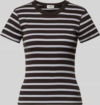 Drykorn Drykorn Slim Fit T-Shirt in Ripp-Optik Modell Koale in Schoko, Gr&ouml;&szlig;e XL