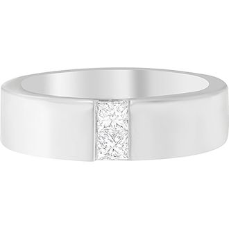 House of Brilliance Mens 14K White Gold 1/4 Cttw Diamond Channel Band Ring at Nordstrom, Size 7