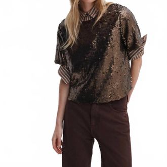 Rag & Bone Lucy Sequin Tee In Coffee