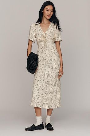 Reformation Tyra Short-Sleeve V-Neck Midi Dress