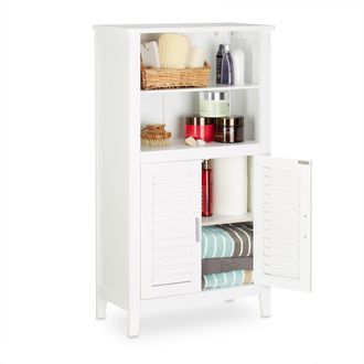 Relaxdays Relaxdays - Armario De Ba&ntilde;o Lamell, Gabinete De Tel&eacute;fono, Mueble De Cocina, 92 X 50 X 25,5 Cm, Bamb&uacute;, Blanco