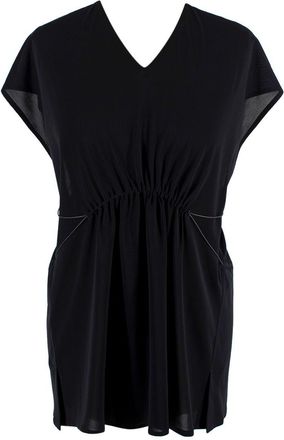 Alaia Black Crepe Ruched Blouse Size S