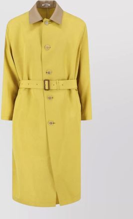 Auralee long coat belted waist single breasted contrast collar